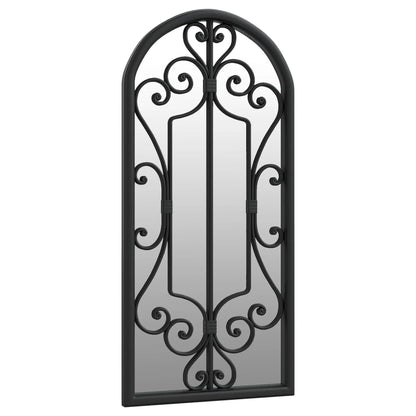 vidaXL Garden Mirror | Black | Iron, Glass | 100x45 cm | Decorative Inlays