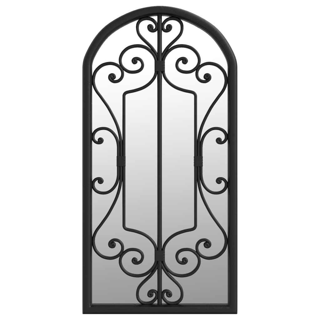 vidaXL Garden Mirror | Black | Iron, Glass | 70x30 cm | Decorative Inlays