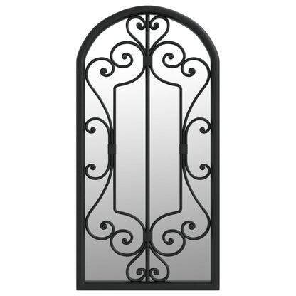 vidaXL Garden Mirror | Black | Iron, Glass | 70x30 cm | Decorative Inlays
