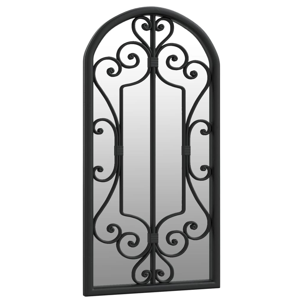 vidaXL Garden Mirror | Black | Iron, Glass | 70x30 cm | Decorative Inlays