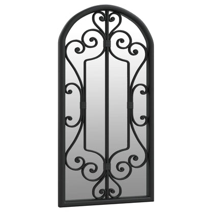 vidaXL Garden Mirror | Black | Iron, Glass | 70x30 cm | Decorative Inlays