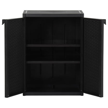 vidaXL Garden Storage Cabinet Black 65x45x88 cm PP Rattan