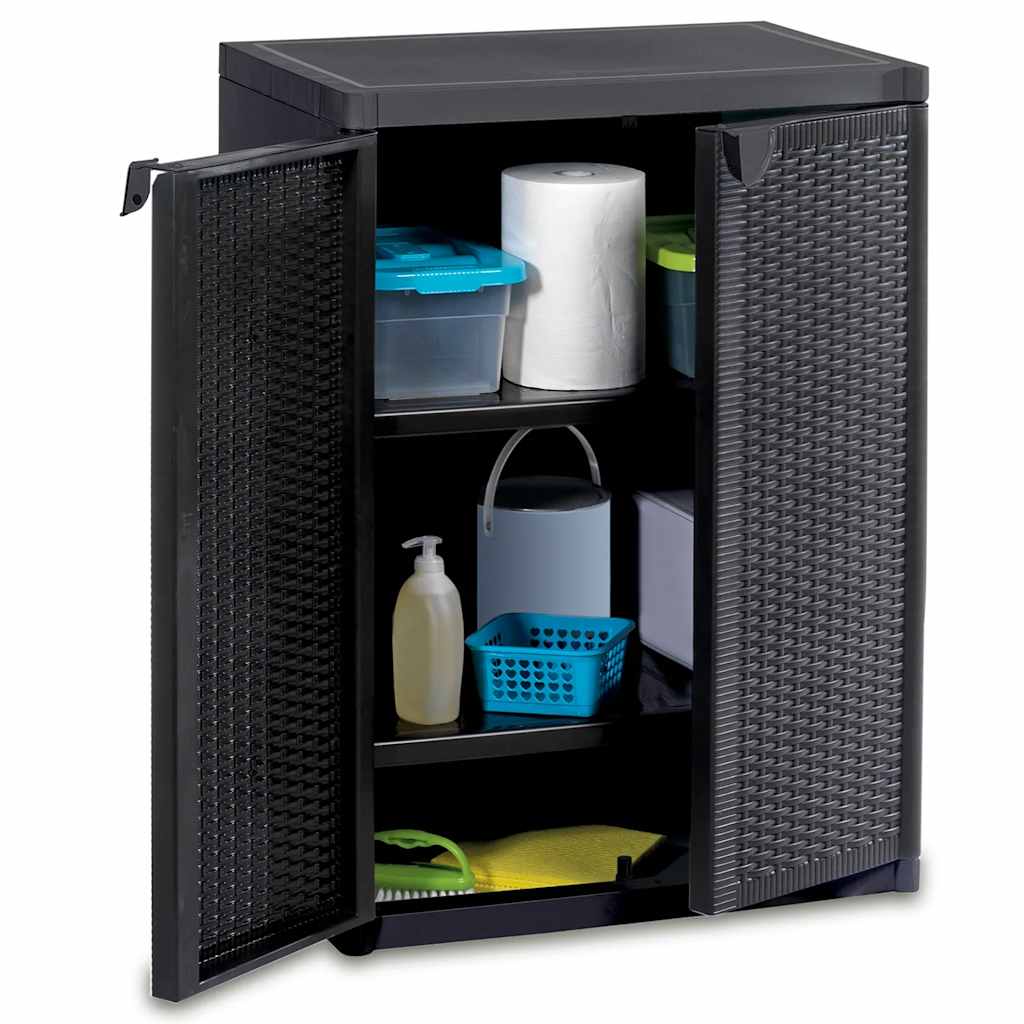 vidaXL Garden Cabinet | Black | 100% Polypropylene | Medium | Durable