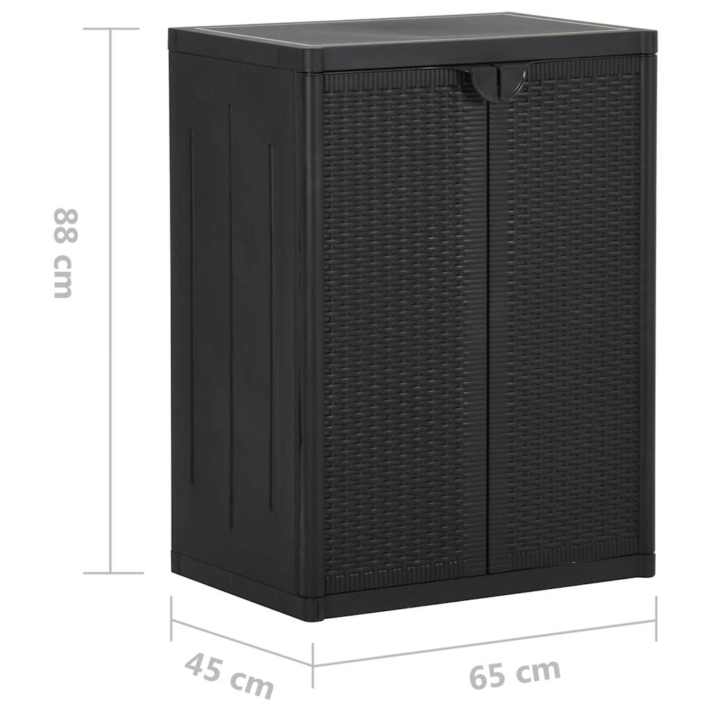 vidaXL Garden Cabinet | Black | 100% Polypropylene | Medium | Durable