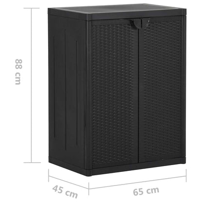 vidaXL Garden Cabinet | Black | 100% Polypropylene | Medium | Durable