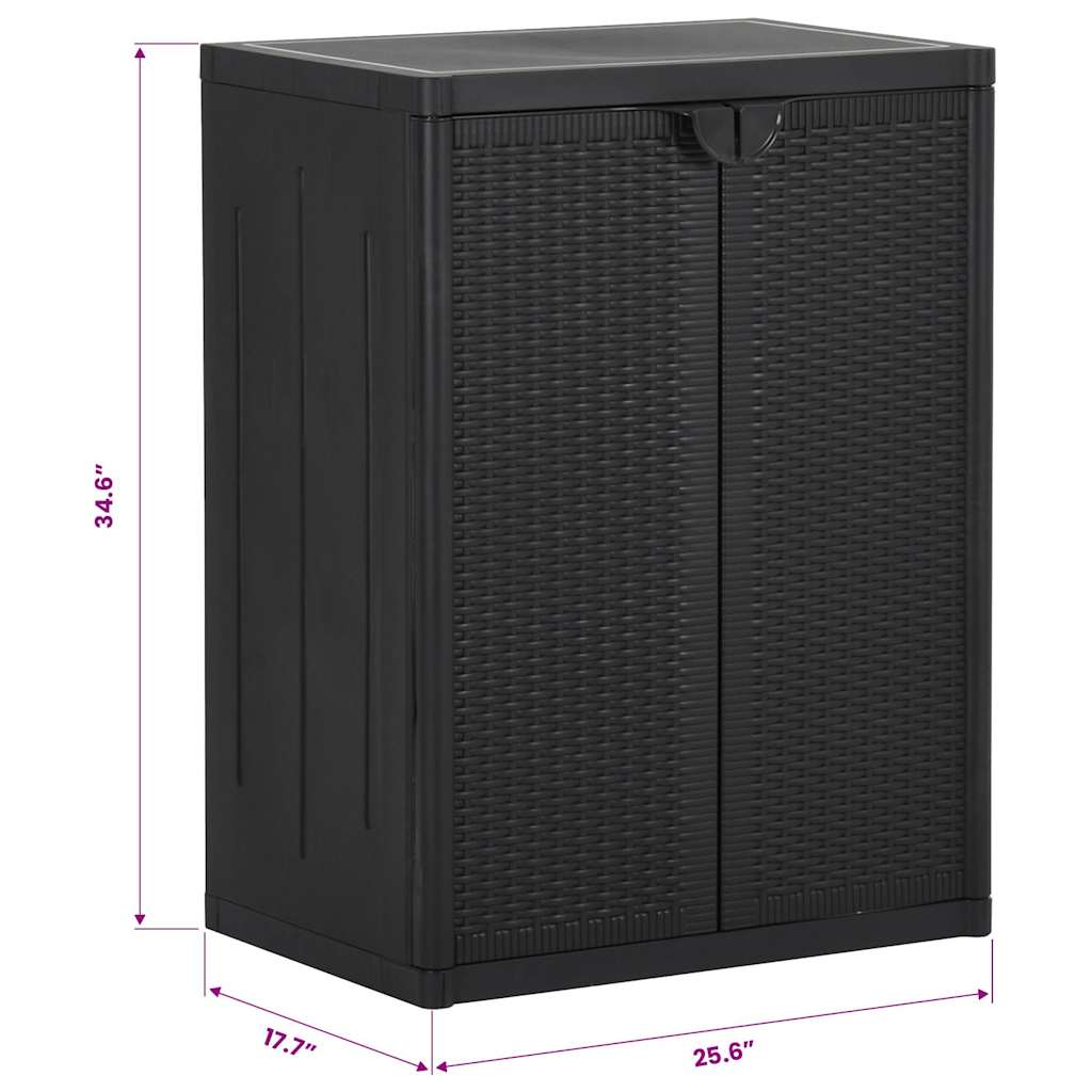 vidaXL Garden Cabinet | Black | 100% Polypropylene | Medium | Durable