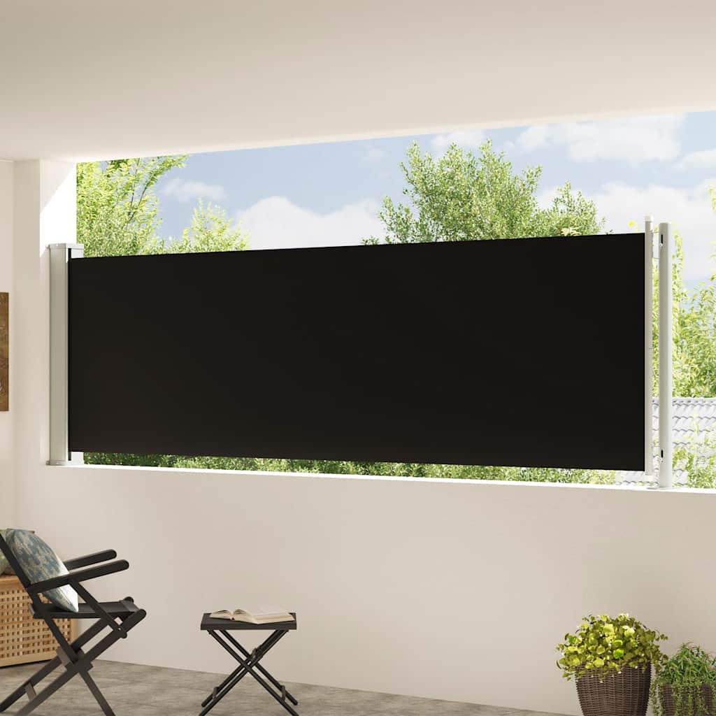 vidaXL Patio Retractable Side Awning 117x600 cm Black