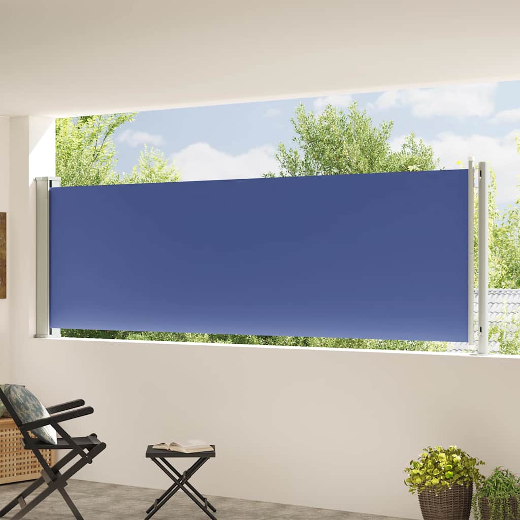 vidaXL Patio Retractable Side Awning 117x614 cm Blue