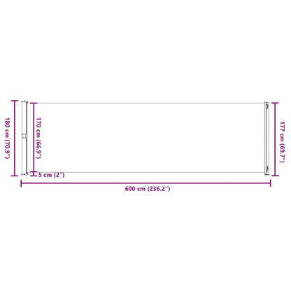 vidaXL Patio Retractable Side Awning 180x614 cm Cream