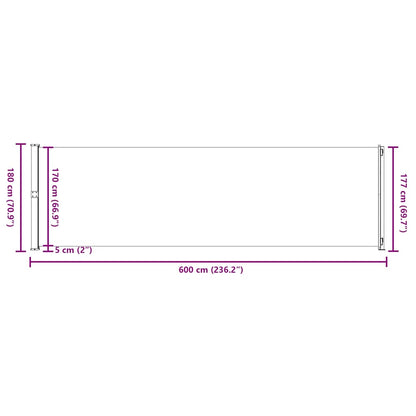 vidaXL Patio Retractable Side Awning 180x600 cm Brown
