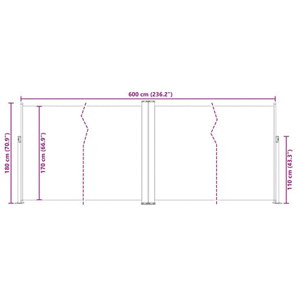vidaXL Retractable Side Awning Brown 180x600 cm