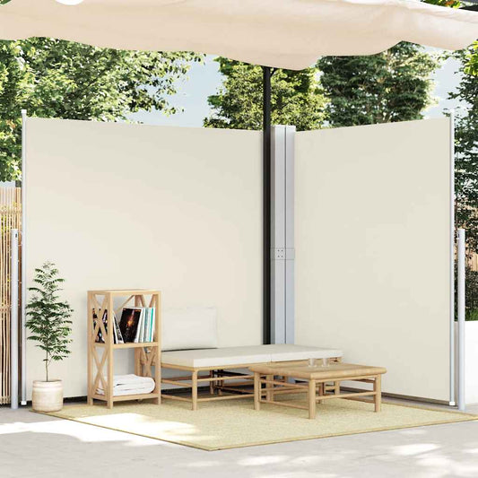 vidaXL Retractable Side Awning Cream 200x600 cm