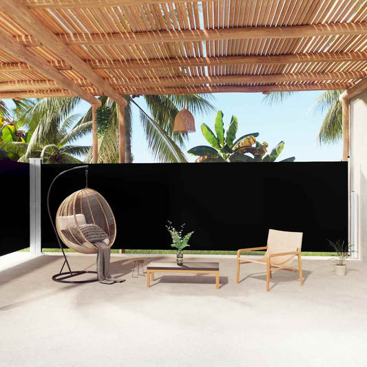 vidaXL Retractable Side Awning Black 180x1000 cm