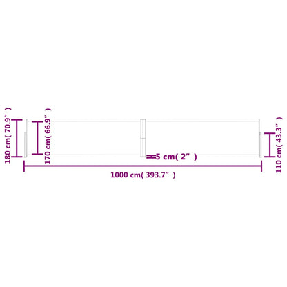 vidaXL Retractable Side Awning Anthracite 180x1000 cm