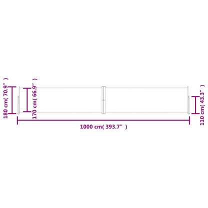 vidaXL Retractable Side Awning Brown 180x1000 cm