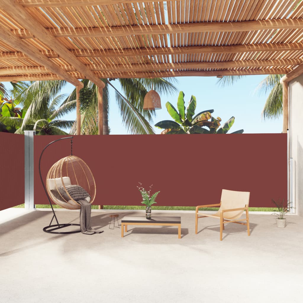 vidaXL Retractable Side Awning Brown 180x1000 cm