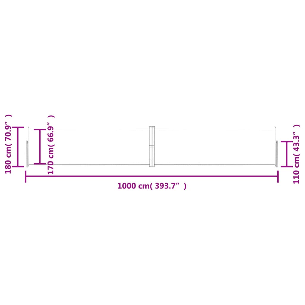 vidaXL Retractable Side Awning Blue 180x1000 cm
