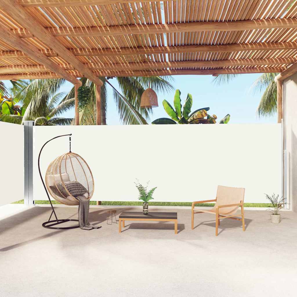 318043 vidaXL Retractable Side Awning Cream 200x1000 cm