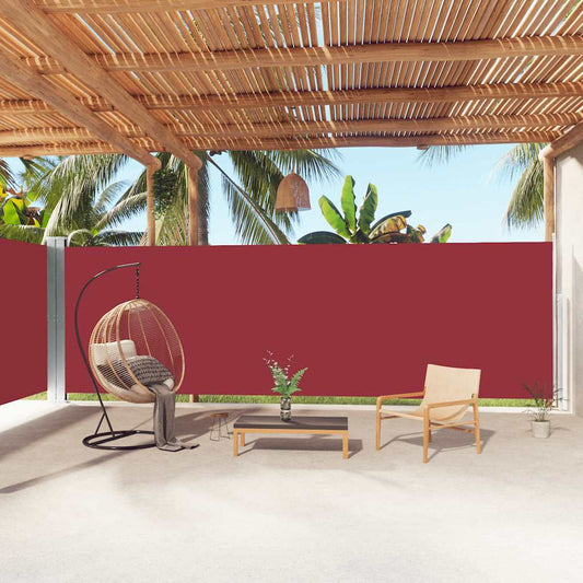 318047 vidaXL Retractable Side Awning Red 200x1000 cm