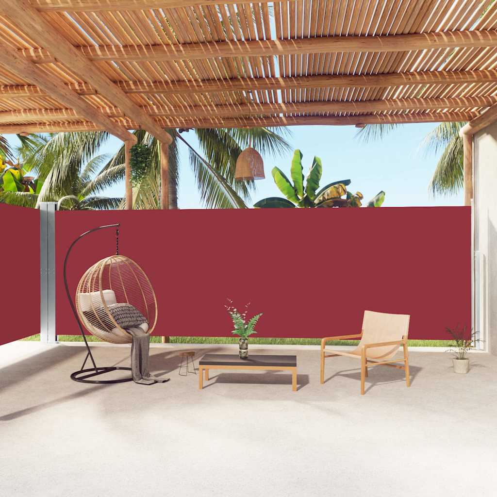 318047 vidaXL Retractable Side Awning Red 200x1000 cm