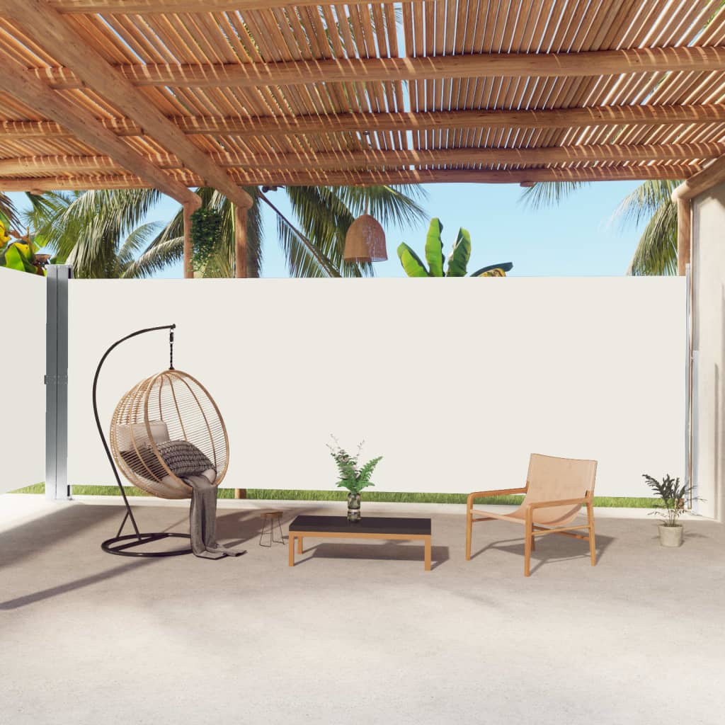 vidaXL Retractable Side Awning Cream 220x1000 cm