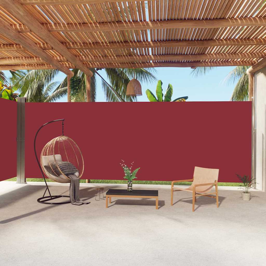 318053 vidaXL Retractable Side Awning Red 220x1000 cm