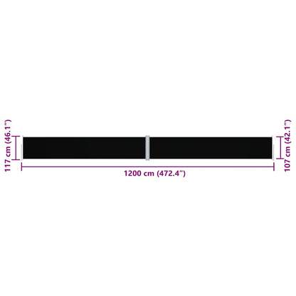 vidaXL Side Awning | Black | Polyester with PU coating, Steel, Aluminium