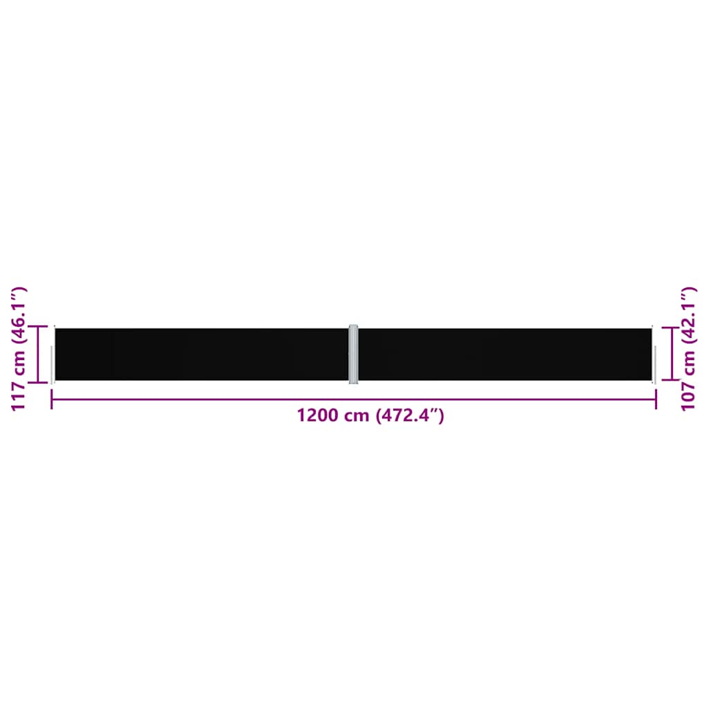 vidaXL Side Awning | Black | Polyester with PU coating, Steel, Aluminium