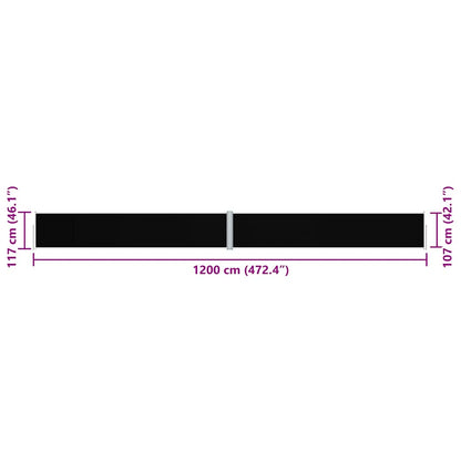 vidaXL Side Awning | Black | Polyester with PU coating, Steel, Aluminium