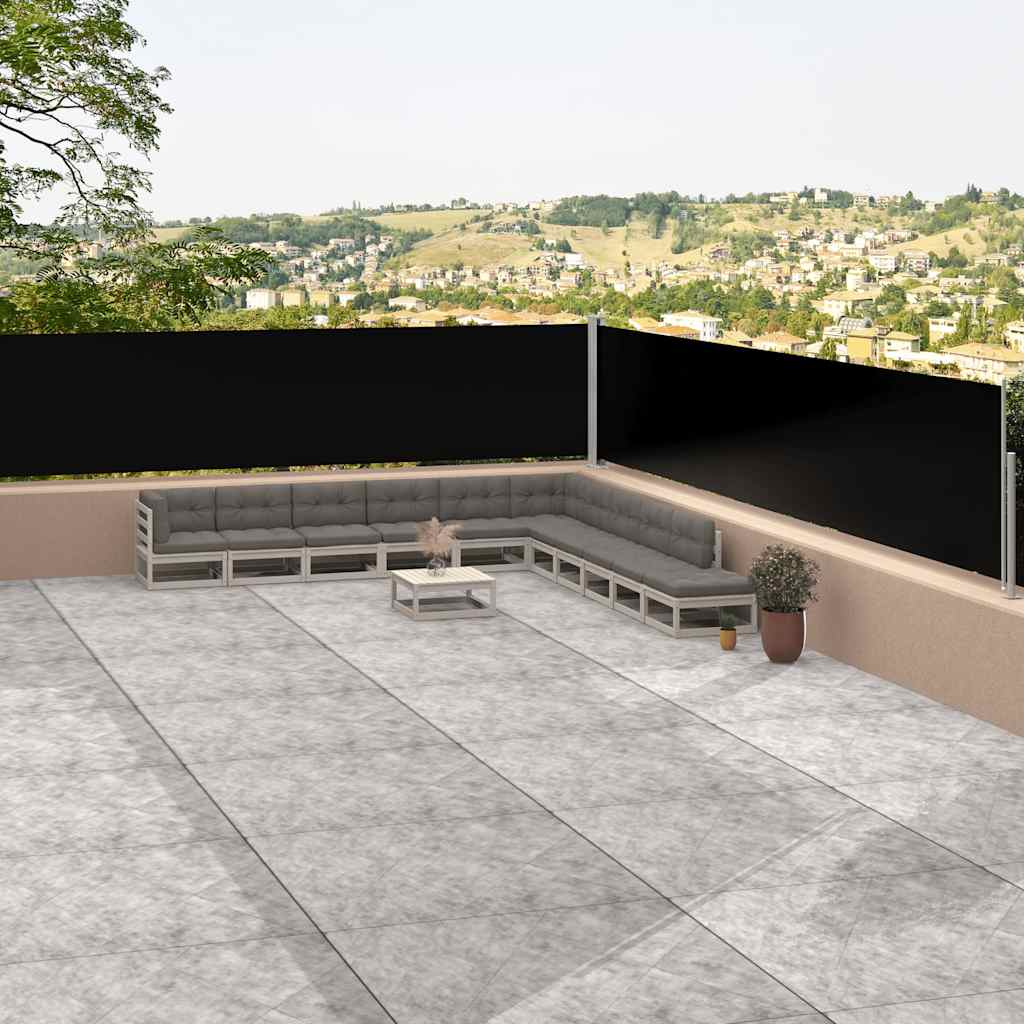 vidaXL Side Awning | Black | Polyester with PU coating, Steel, Aluminium