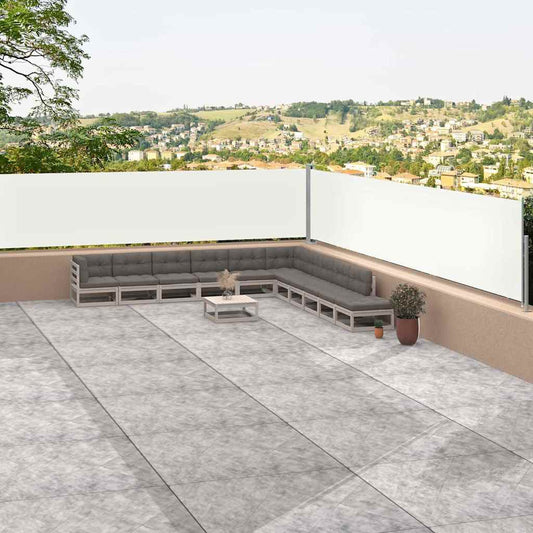 318055 vidaXL Retractable Side Awning Cream 117x1200 cm