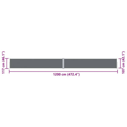 vidaXL Retractable Side Awning Anthracite 117x1200 cm