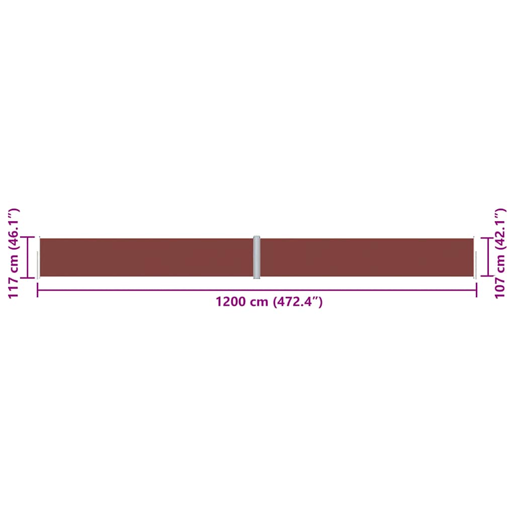 vidaXL Retractable Side Awning Brown 117x1200 cm