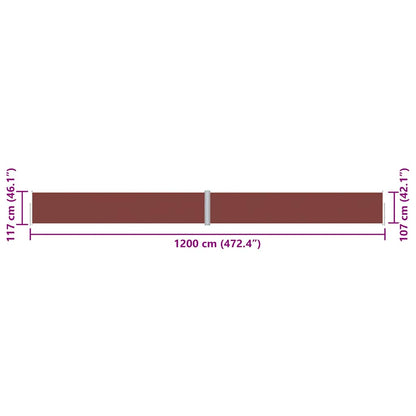 vidaXL Retractable Side Awning Brown 117x1200 cm