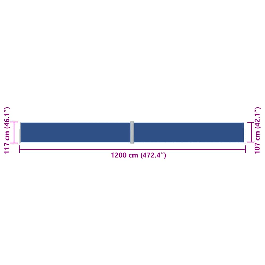 vidaXL Retractable Side Awning Blue 117x1200 cm