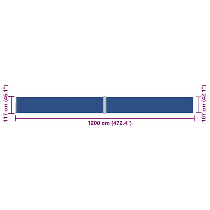 vidaXL Retractable Side Awning Blue 117x1200 cm