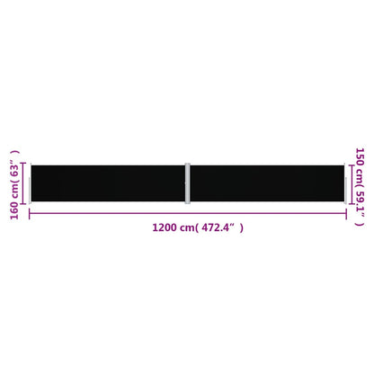 vidaXL Side Awning | Black | Polyester with PU coating, steel, aluminium
