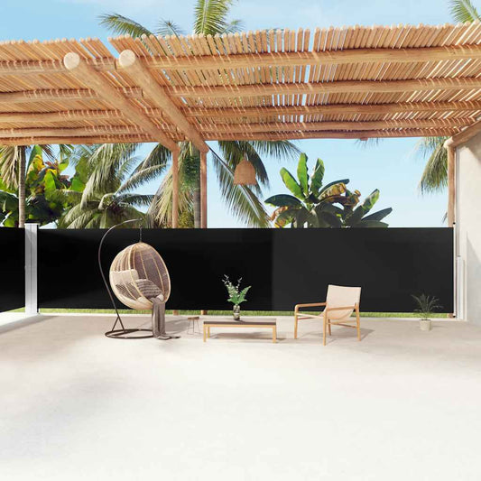 vidaXL Retractable Side Awning Black 160x1200 cm