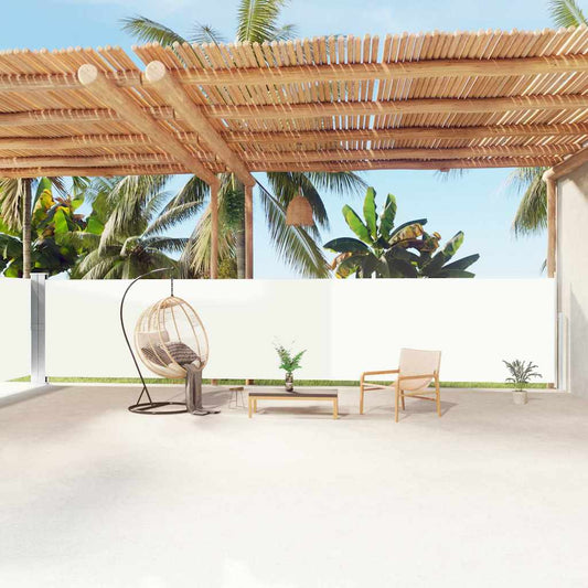 vidaXL Retractable Side Awning Cream 160x1200 cm
