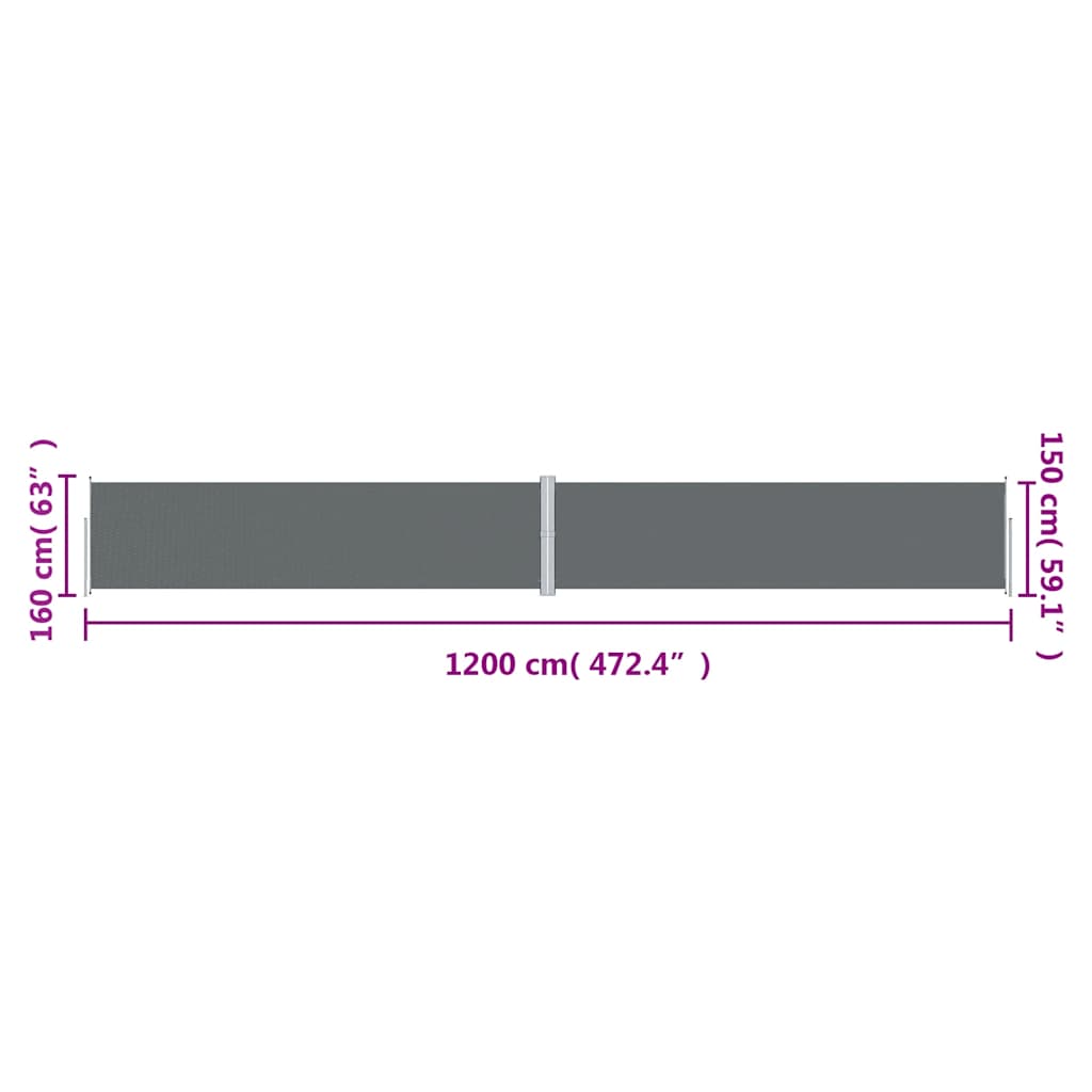vidaXL Retractable Side Awning Anthracite 160x1200 cm
