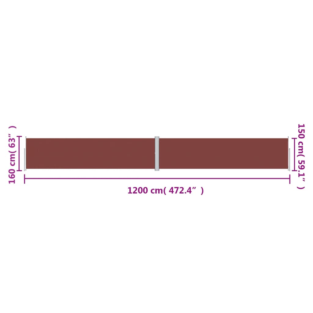 vidaXL Retractable Side Awning Brown 160x1200 cm