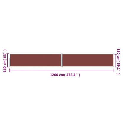 vidaXL Retractable Side Awning Brown 160x1200 cm