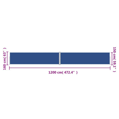 vidaXL Retractable Side Awning Blue 160x1200 cm