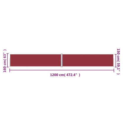 vidaXL Retractable Side Awning Red 160x1200 cm
