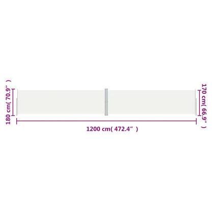 vidaXL Retractable Side Awning Cream 180x1200 cm