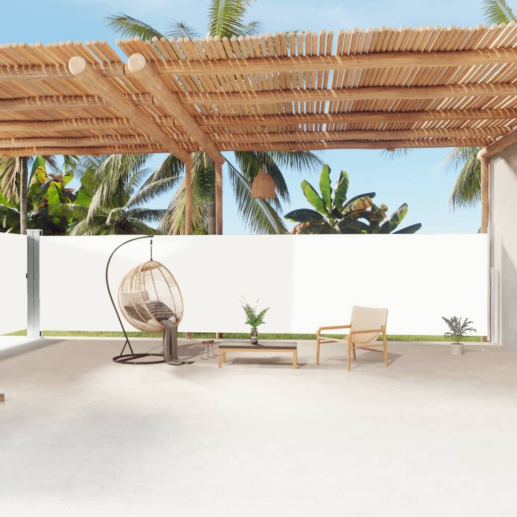 vidaXL Retractable Side Awning Cream 180x1200 cm