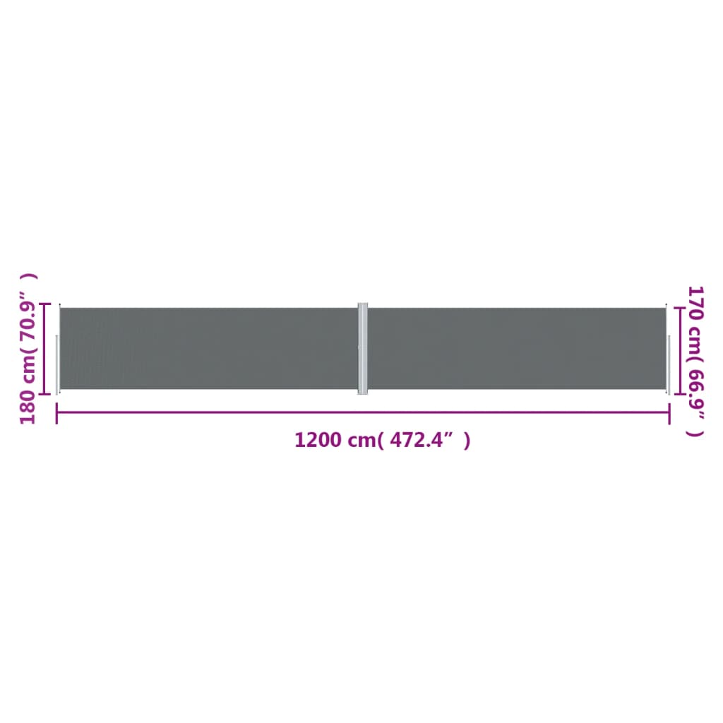 vidaXL Retractable Side Awning Anthracite 180x1200 cm