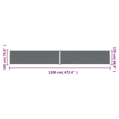 vidaXL Retractable Side Awning Anthracite 180x1200 cm