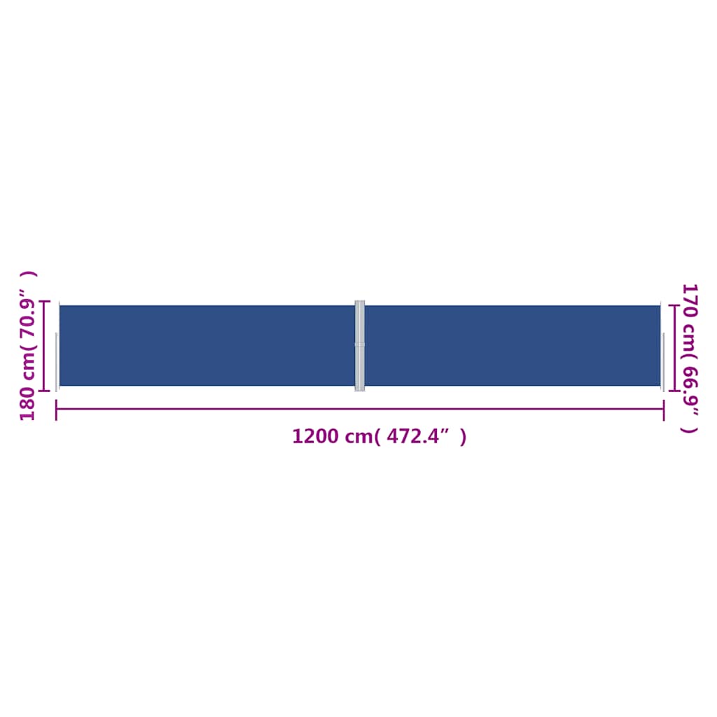 vidaXL Retractable Side Awning Blue 180x1200 cm