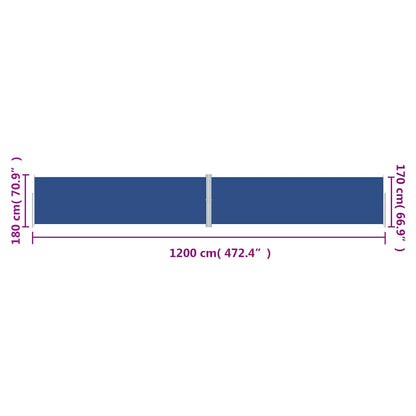 vidaXL Retractable Side Awning Blue 180x1200 cm